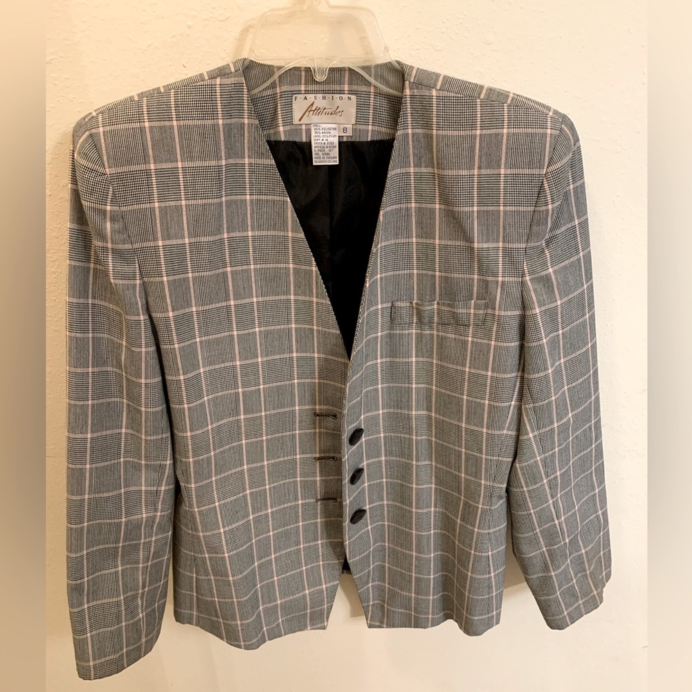 (8) VINTAGE 90s Checkered Suit Jacket Blazer